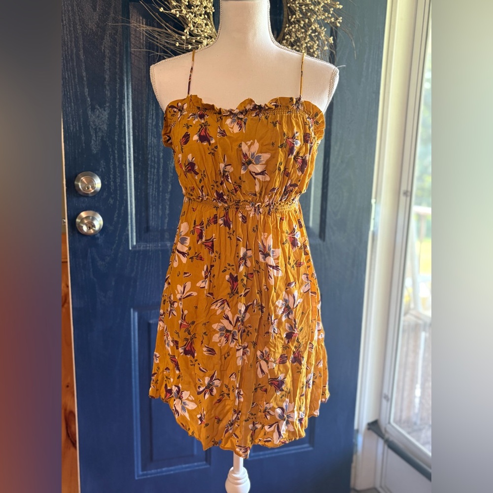 Free People Mustard Floral Mini Dress Size M